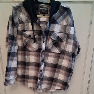 Howitzer Hooded Plaid Button-Up Shirt
